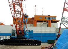 深層混合処理船サイロ輸送設備施工
